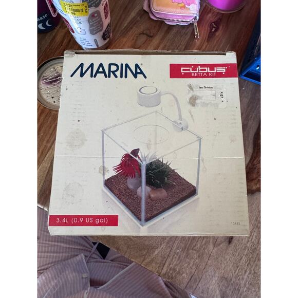 MARINA Other - BETA AQUARIUM Marina Cubus Betta Kit Glass Aquarium With LED Lamp
